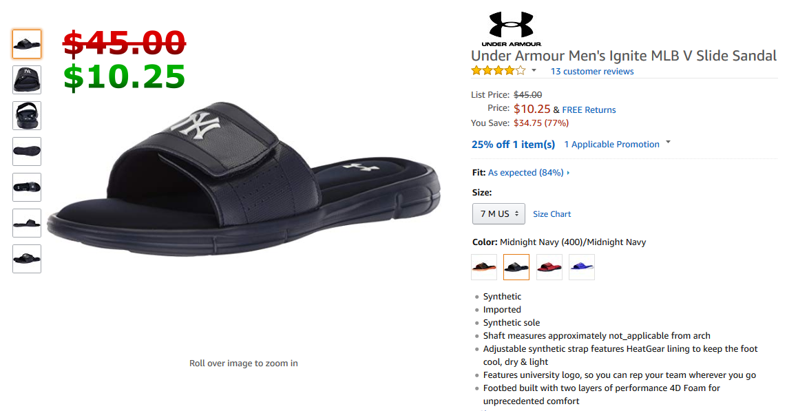 under armour men's ignite v slide sandal